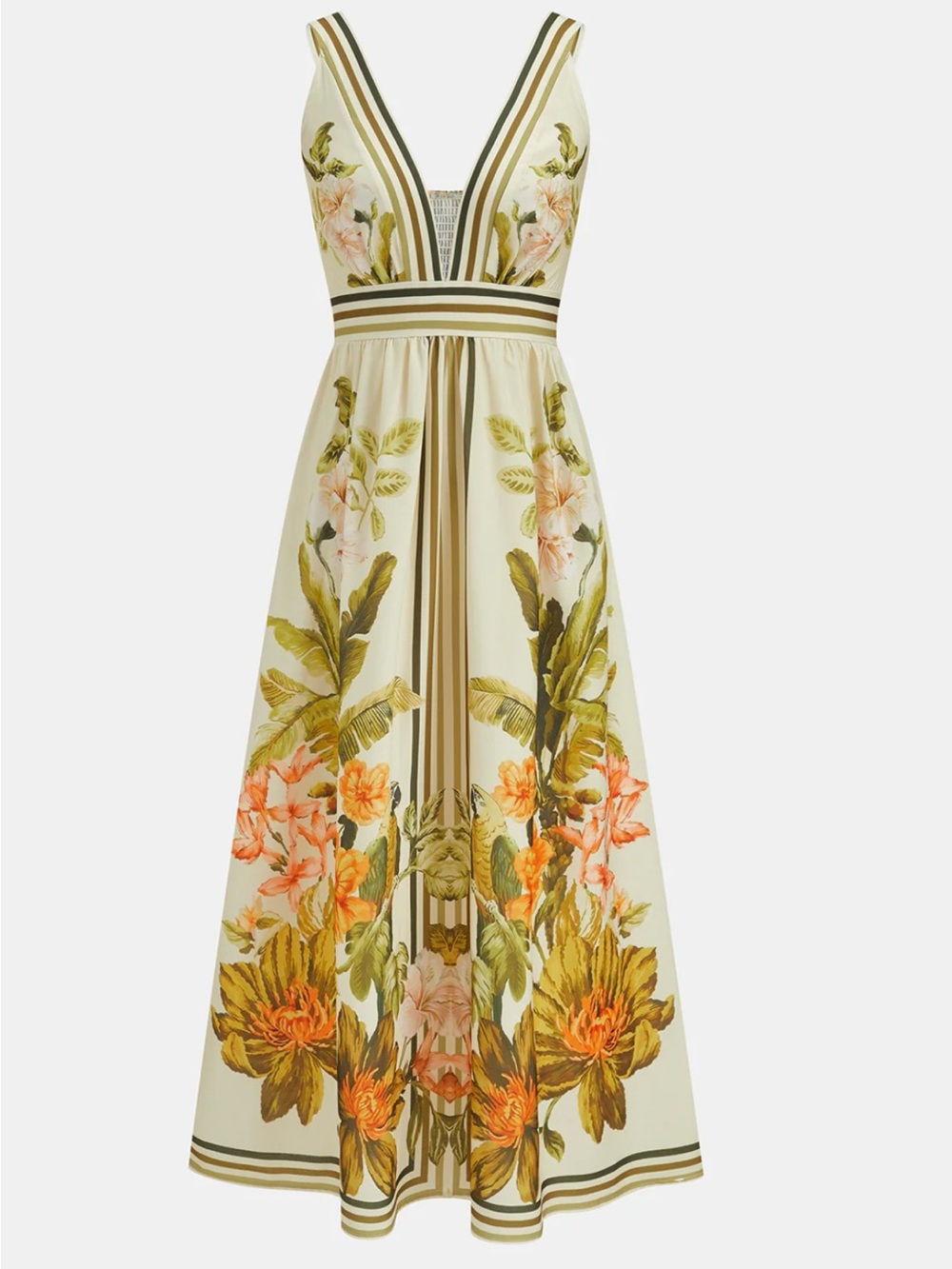 Commense Tropical Floral Print Deep V-Neck Maxi Dress size S - Picture 2 of 9